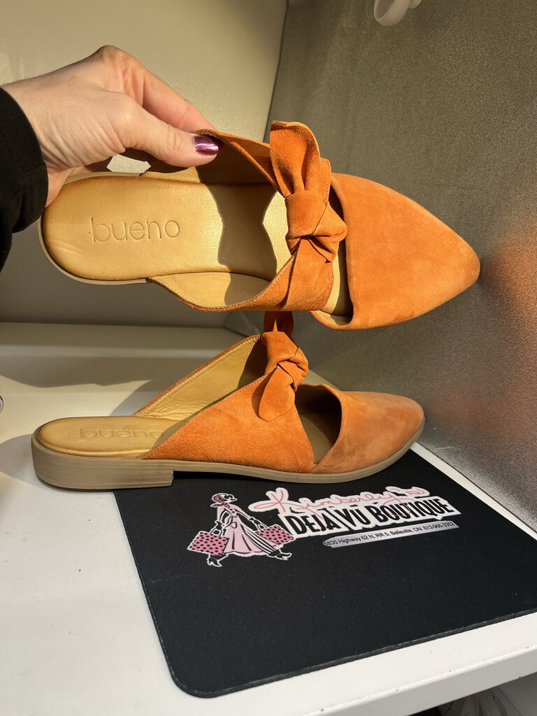 Bueno Suede Slides in Bravery Orange 11