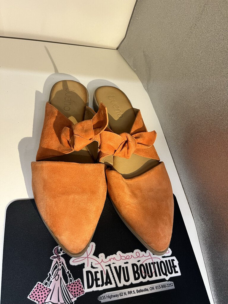 Bueno Suede Slides in Bravery Orange 11