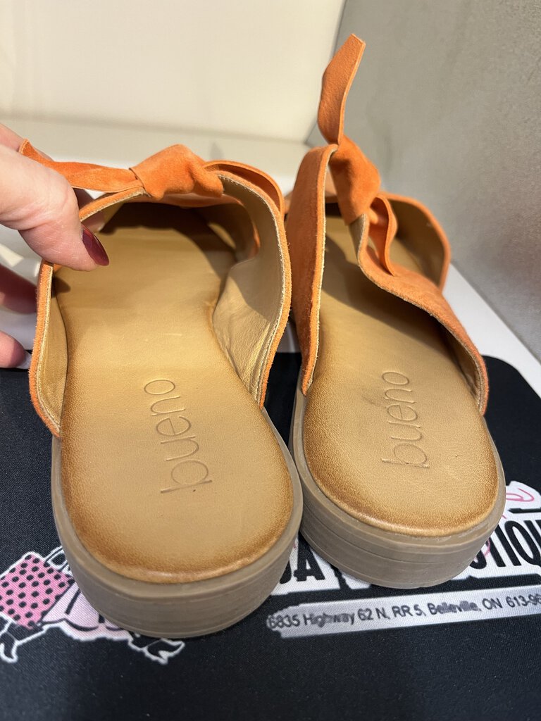 Bueno Suede Slides in Bravery Orange 11