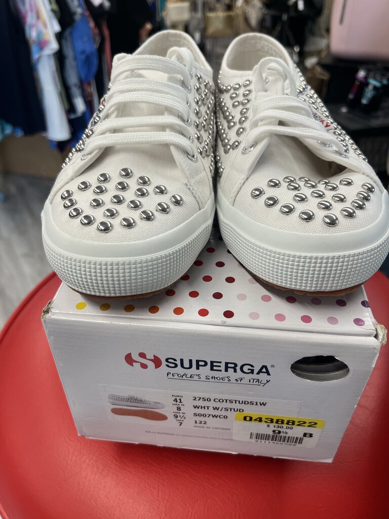 Superga Silver Studded Lace Ups 41=10Wide