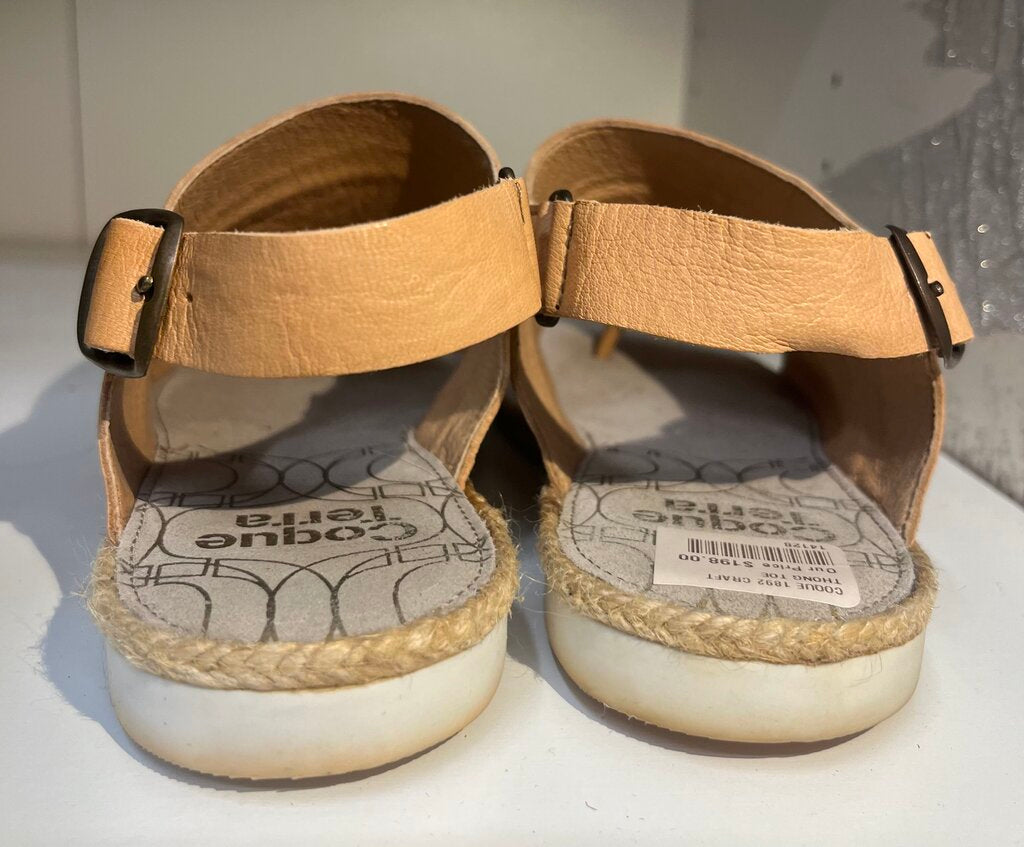 Coque Terra Thong Leather Sandals Beige 37-6
