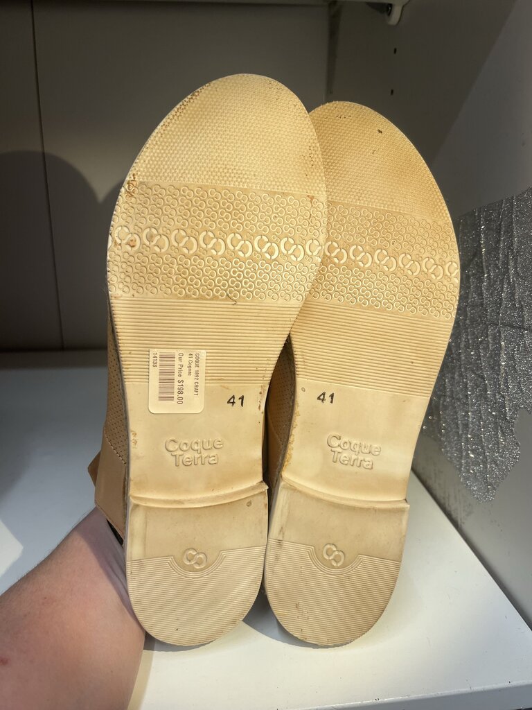 Coque Terra Thong Leather Sandals Beige 41-10