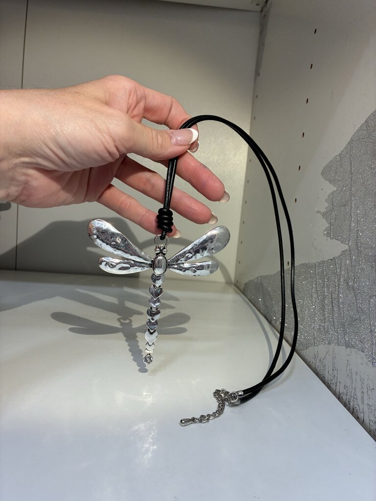 Leather Cord DragonFly Necklace