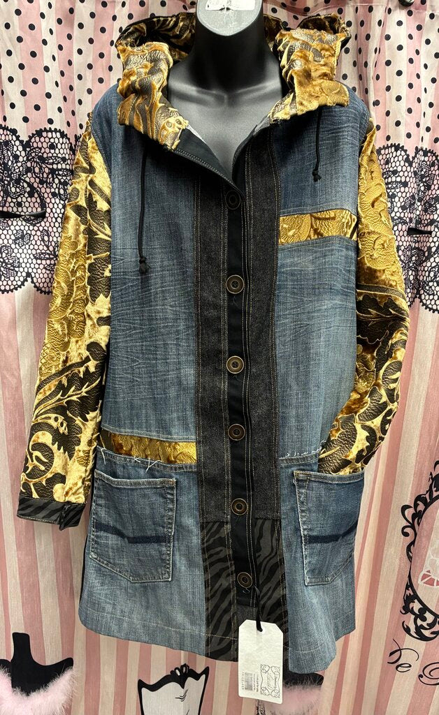Handmade By Lucie Hooded Denim Coat XL