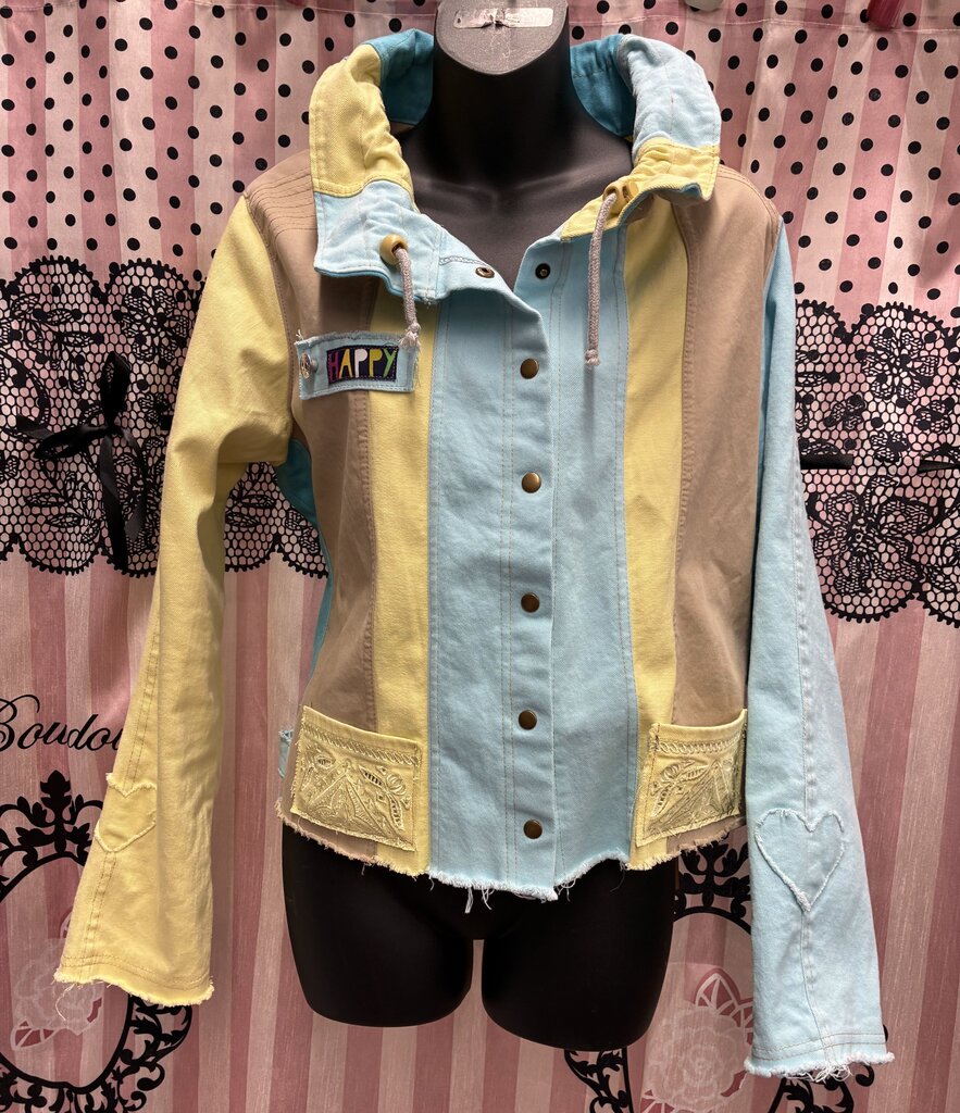Handmade By Lucie Colourful Jean Jacket M/L