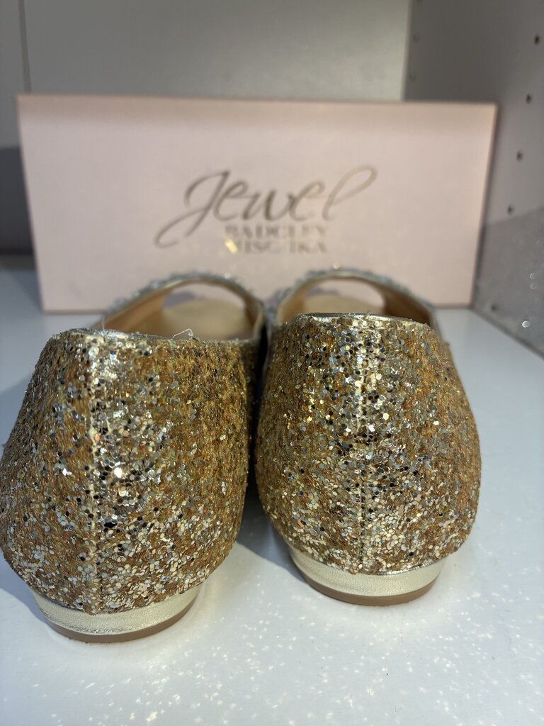 Badgley Mischka Sparkle Peeptoe Flats 7.5
