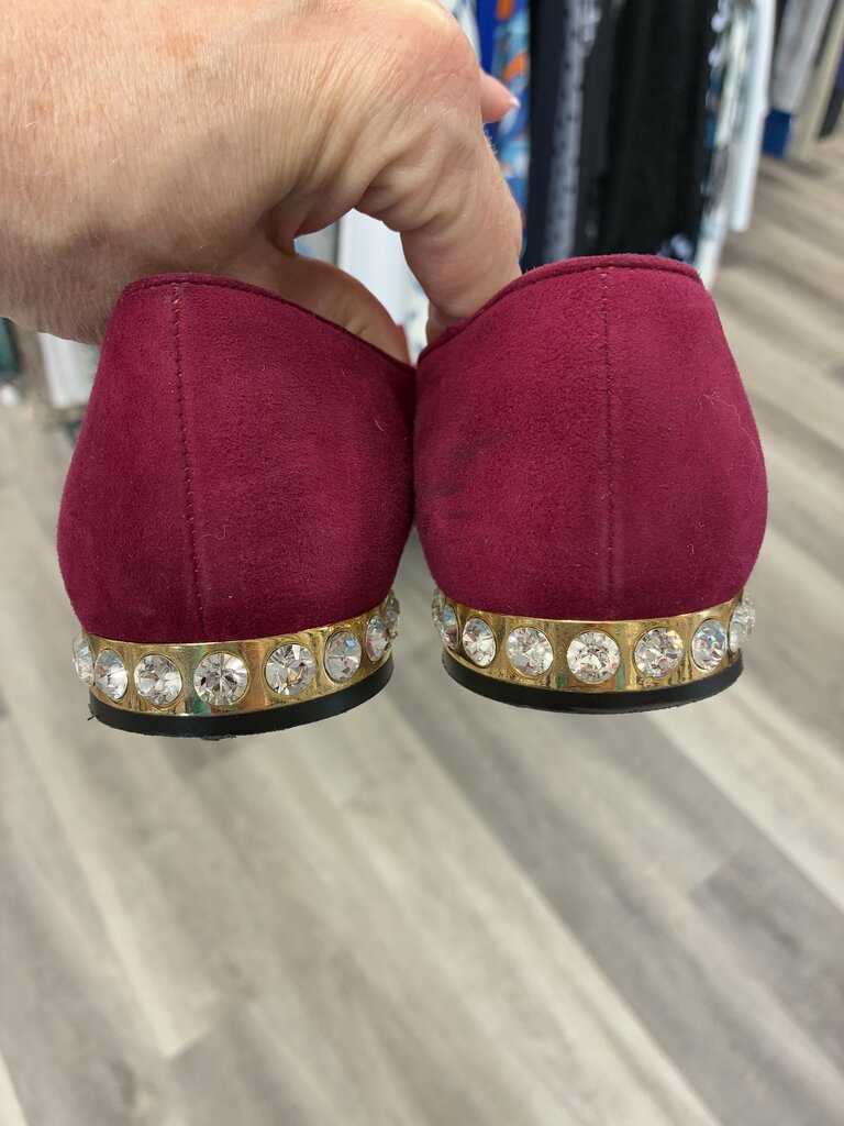 Miu Miu Suede Bow Toe Bling Heel Flats 38.5