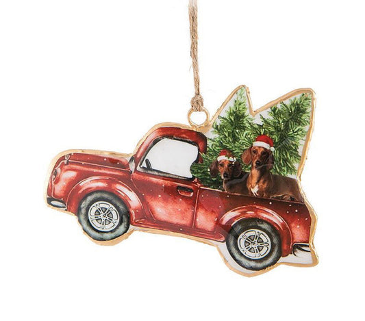 Abbott Truck With Tree & Dogs Decor