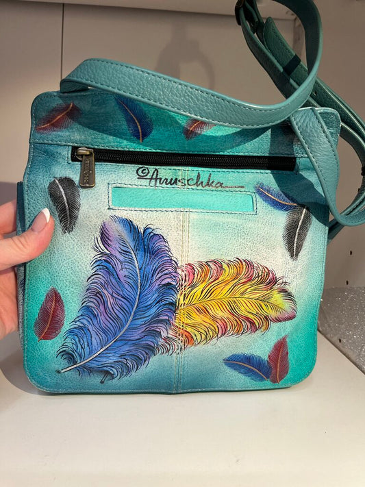 Anuschka Feather Crossbody Bag