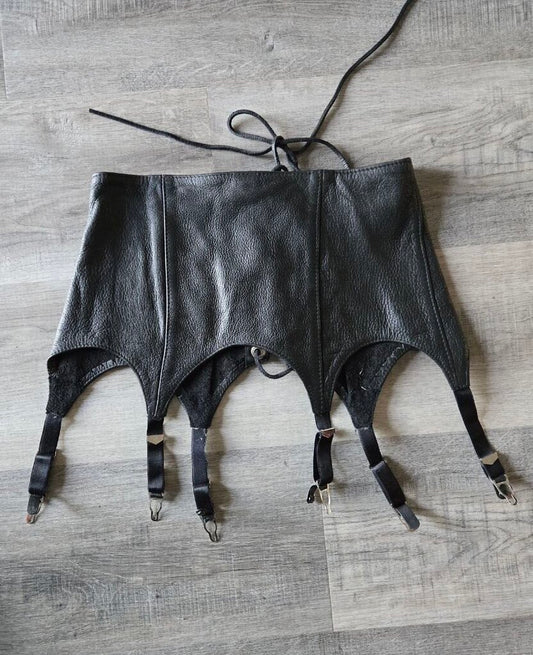 North Bound Leather Stretch Panel & Leather Garter Belt S