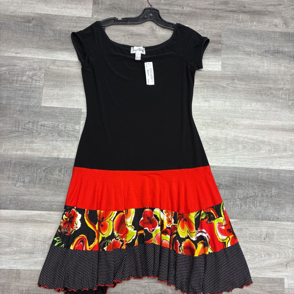 Joseph Ribkoff Short Sleeves Spanish Style Tiered Dress, Size 12