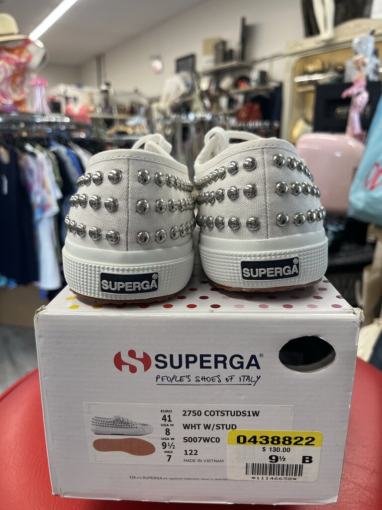 Superga Silver Studded Lace Ups 41=10Wide