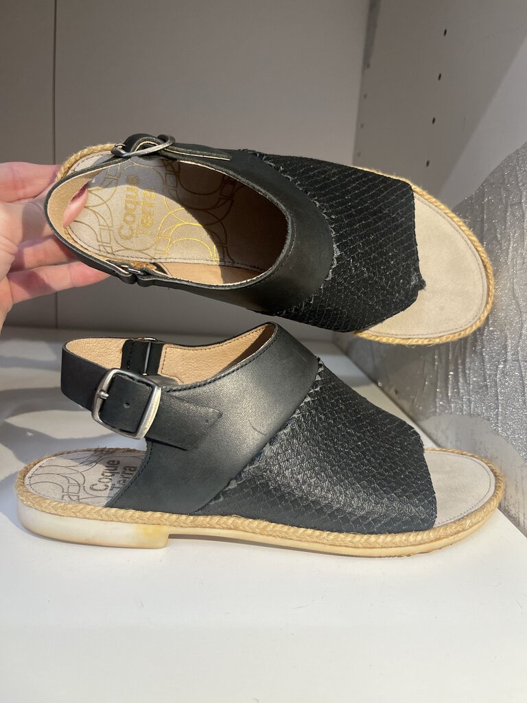 Coque Terra Thong Leather Sandals Black 38-7