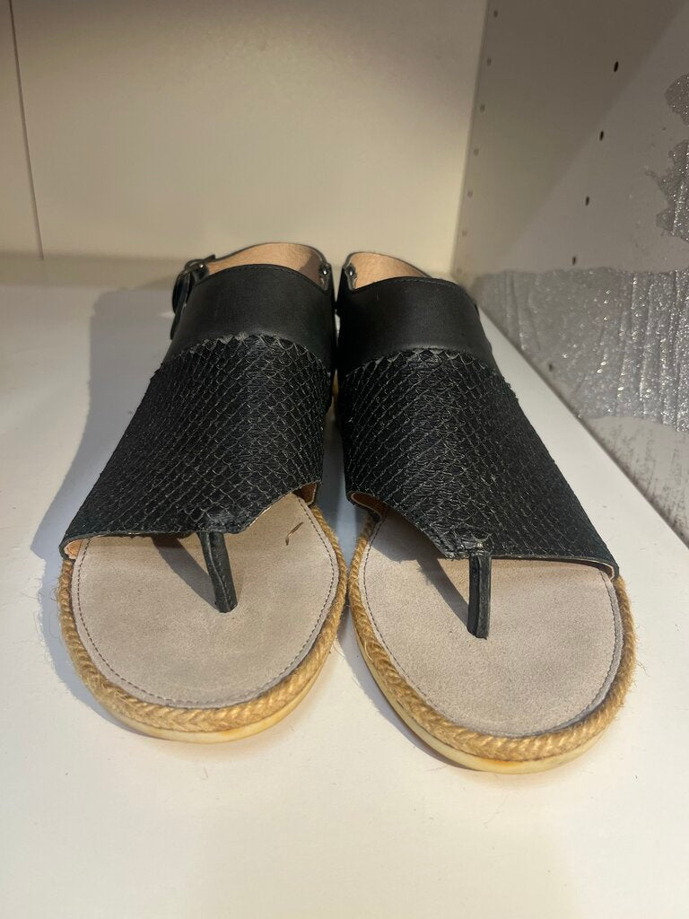 Coque Terra Thong Leather Sandals Black 38-7