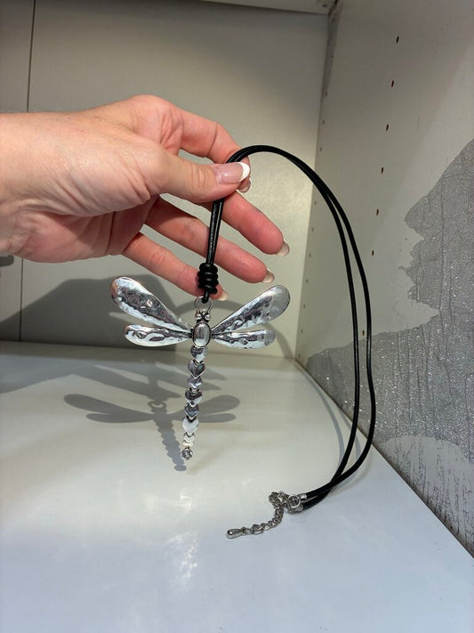 Leather Cord DragonFly Necklace