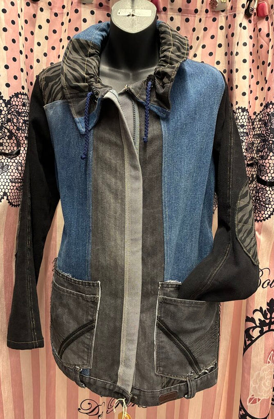 Handmade By Lucie Drawstring Collar Zip Jacket L
