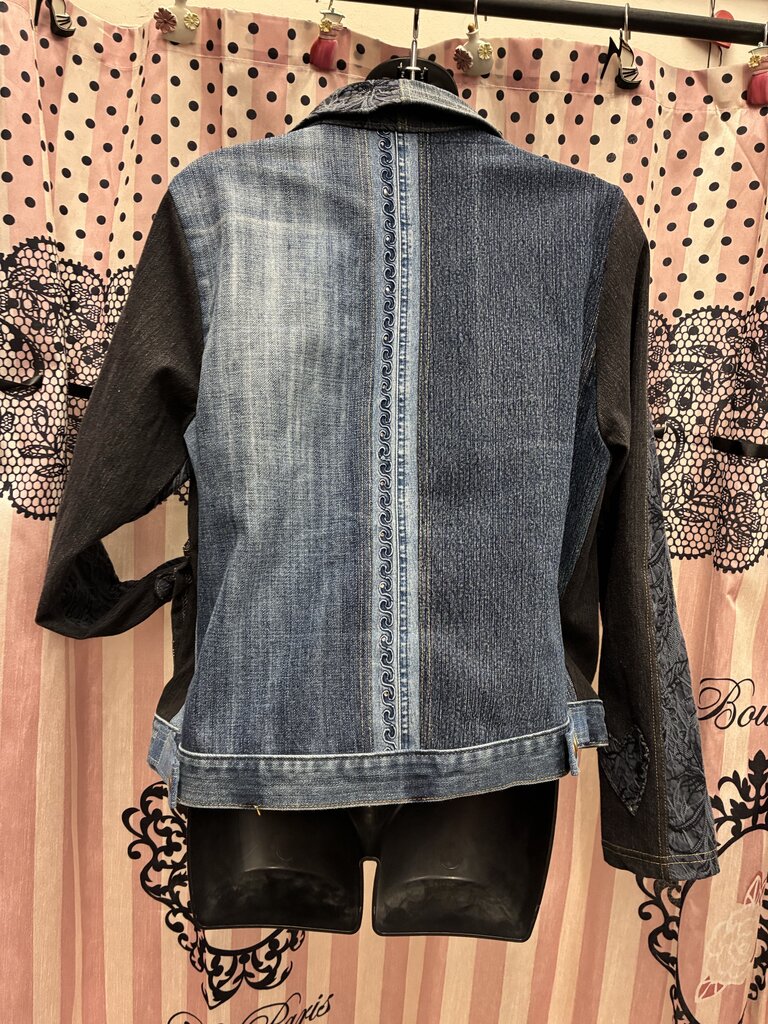 Handmade By Lucie Drawstring Collar Snap Front Jacket L/XL