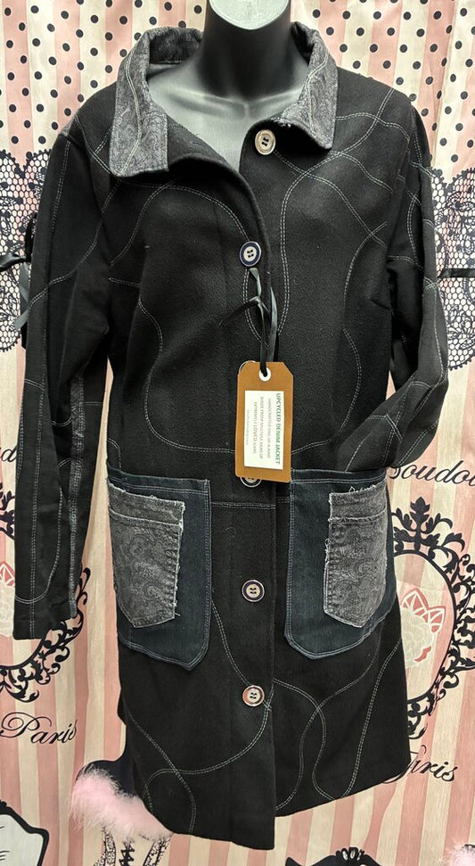 Handmade By Lucie Button, Wool Long Jacket XL