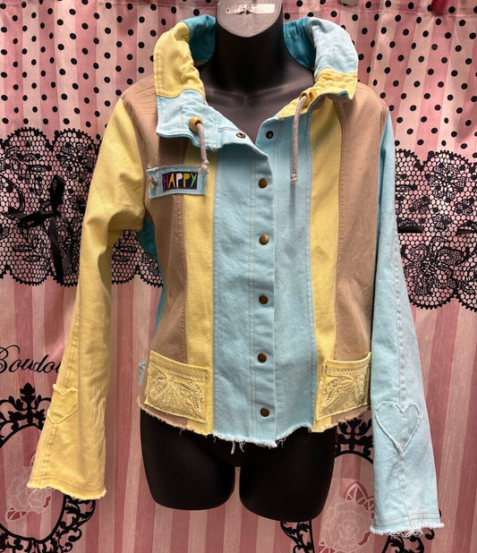 Handmade By Lucie Colourful Jean Jacket M/L
