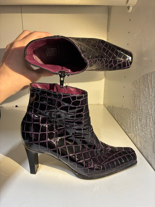 France Mode Purple Leather Boots 38-7