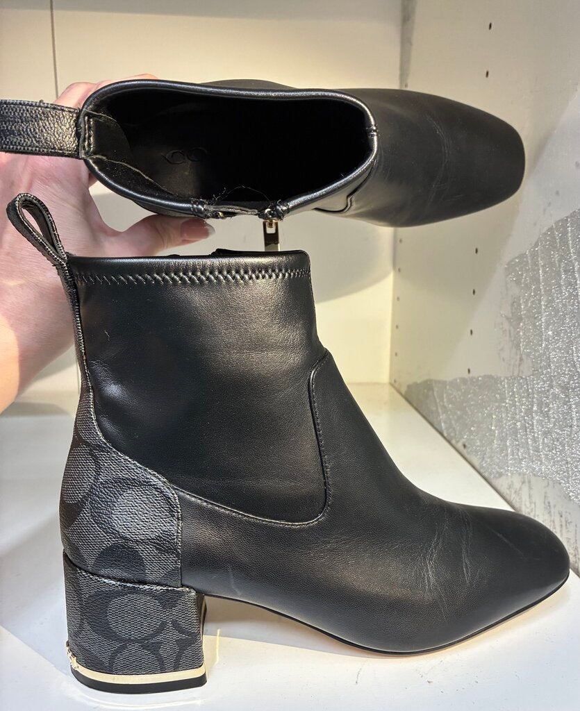Coach Leather Monogram Heel Boots 7
