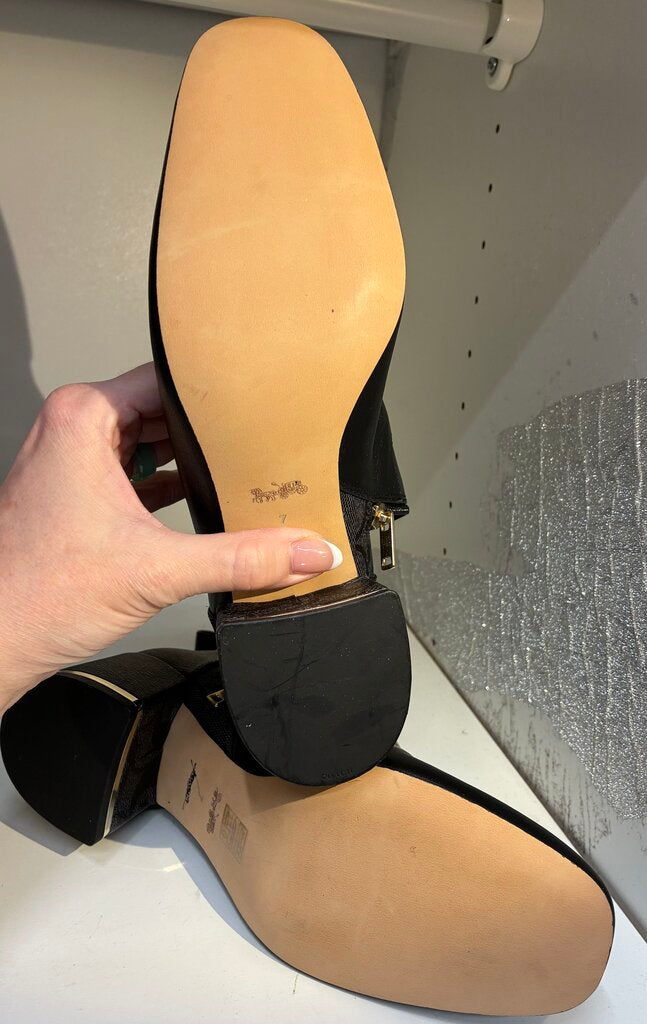 Coach Leather Monogram Heel Boots 7