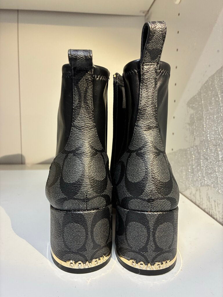Coach Leather Monogram Heel Boots 7