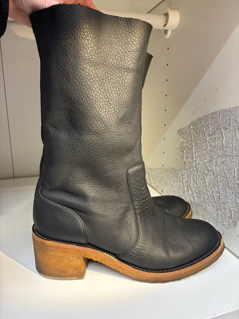 Chanel Shearling Boots, Black, Size: 41-10