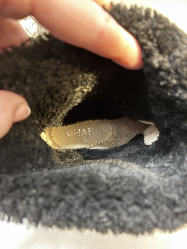 Chanel Shearling Boots, Black, Size: 41-10