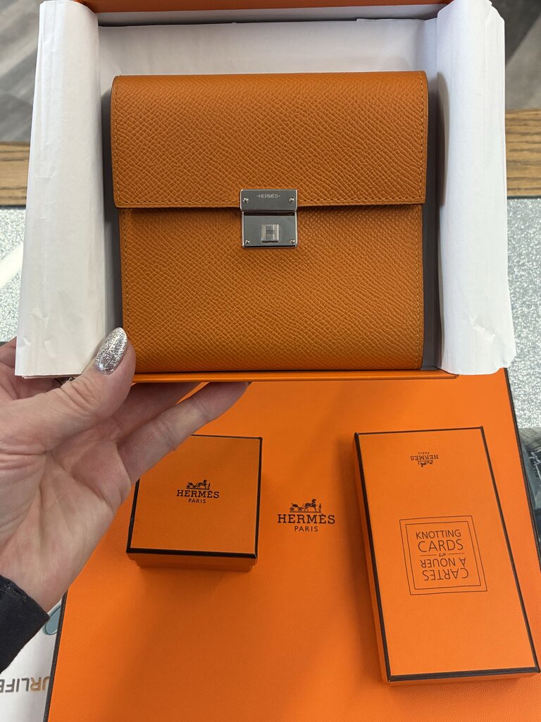 Hermes Clic 12 Wallet in Apricot
