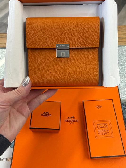 Hermes Clic 12 Wallet in Apricot