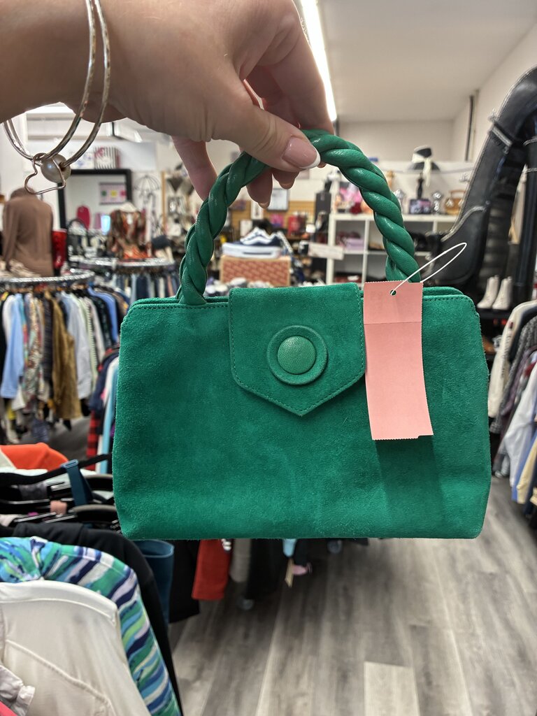 Frances Patiky Stein Green Suede Mini Bag