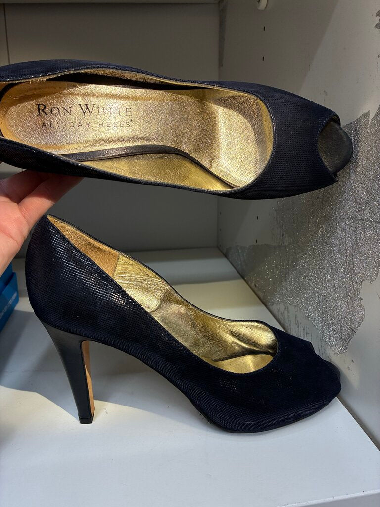 Ron White Leather Peeptoe Heels 39-8