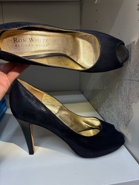 Ron White Leather Peeptoe Heels 39-8