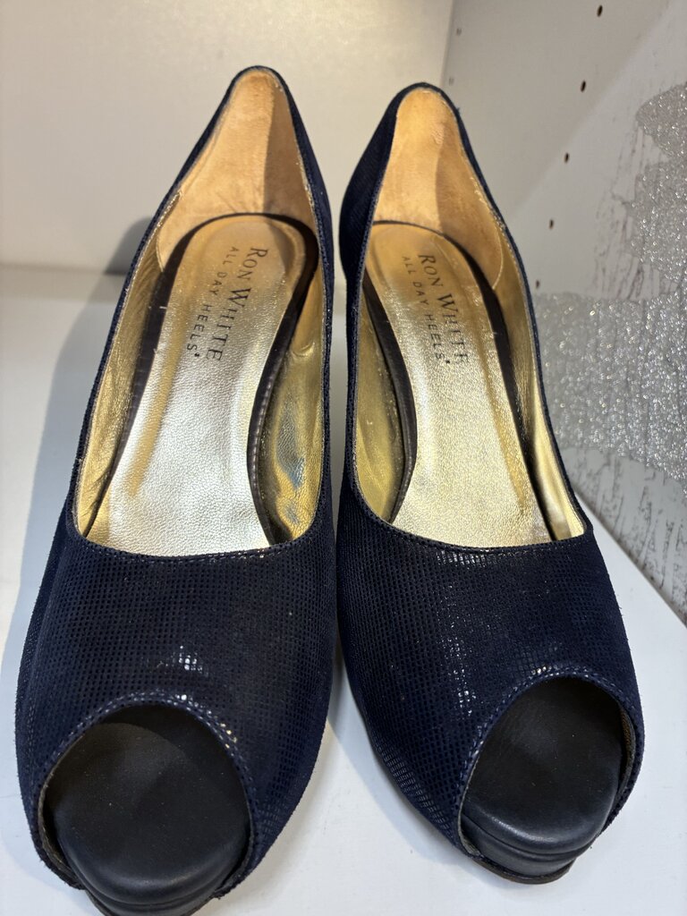 Ron White Leather Peeptoe Heels 39-8