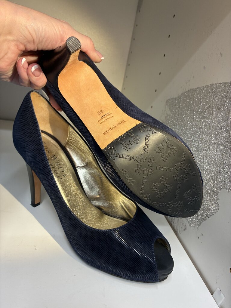 Ron White Leather Peeptoe Heels 39-8