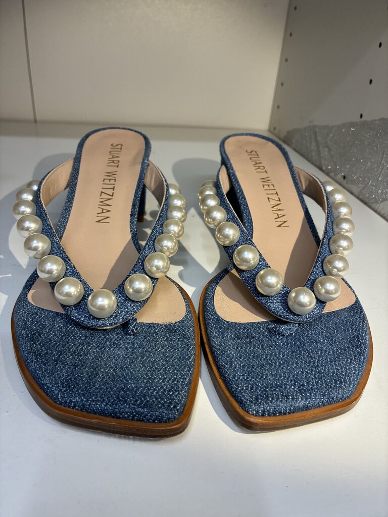 Stuart Weitzman Pearl/Denim Sandals 9