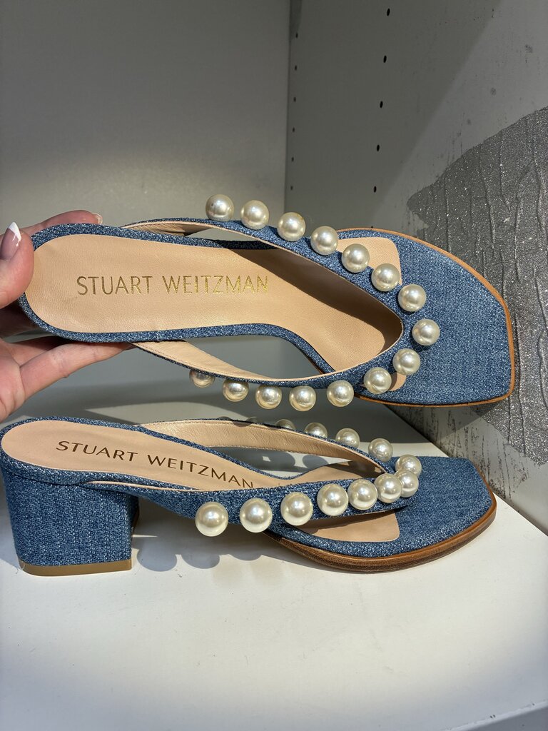 Stuart Weitzman Pearl/Denim Sandals 9
