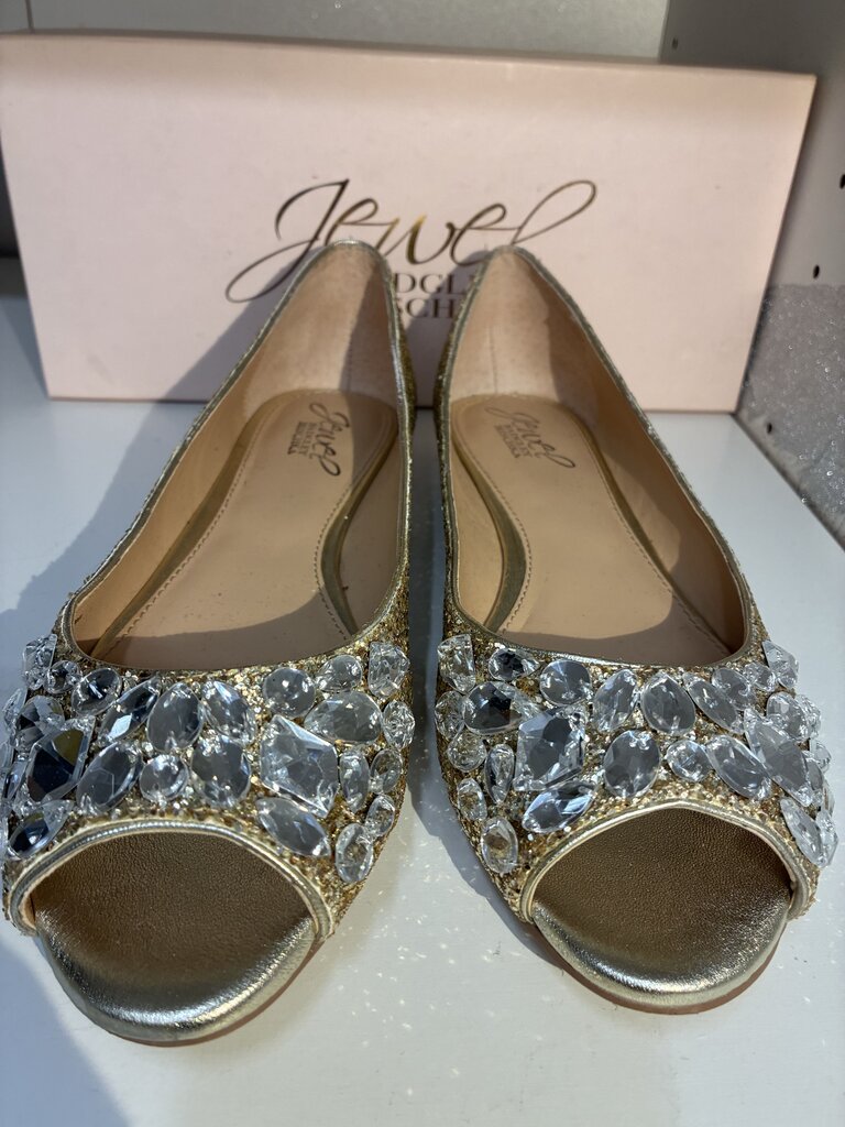 Badgley Mischka Sparkle Peeptoe Flats 7.5