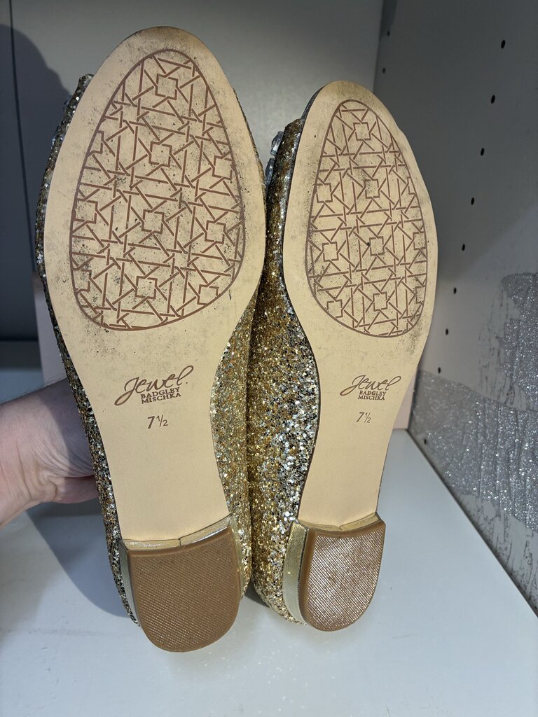 Badgley Mischka Sparkle Peeptoe Flats 7.5