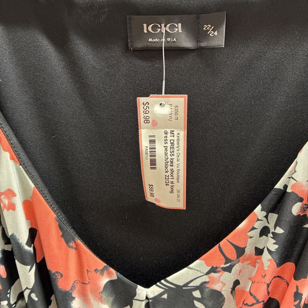 Igigi, 3/4 Sleeves Floral Stretch Floral Dress, Size 22/24