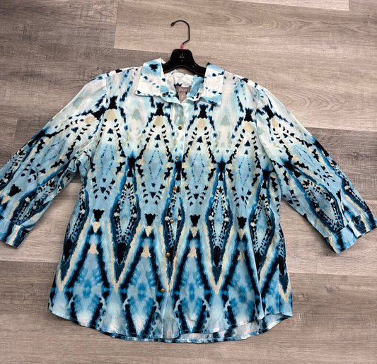 Chicos Snap Front Shirt Size 3-L-XL