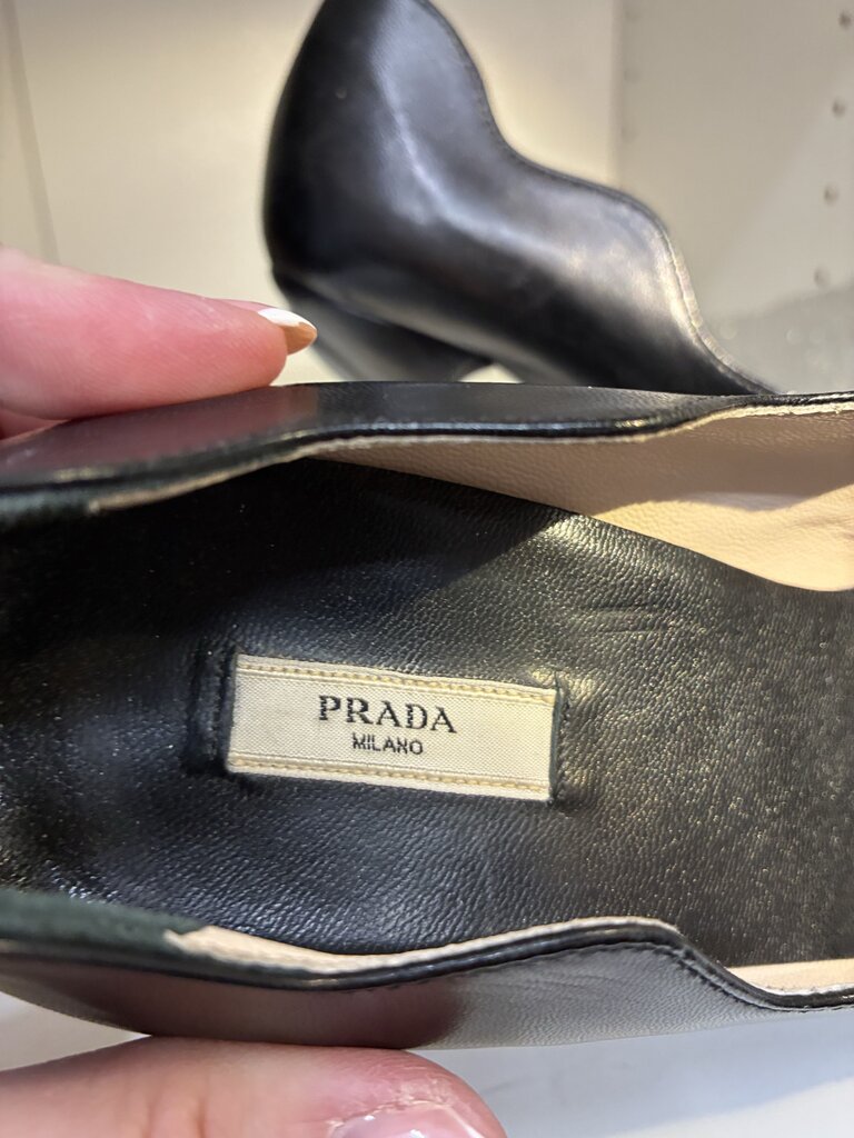 Prada Leather Platform Scalloped Edge Pumps