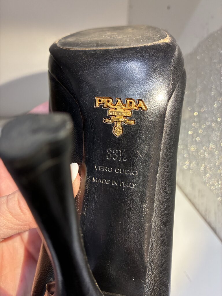 Prada Leather Platform Scalloped Edge Pumps