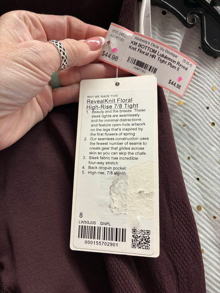 Lululemon Reveal Knit Floral HR Tight in Goodnight Plum Size 8