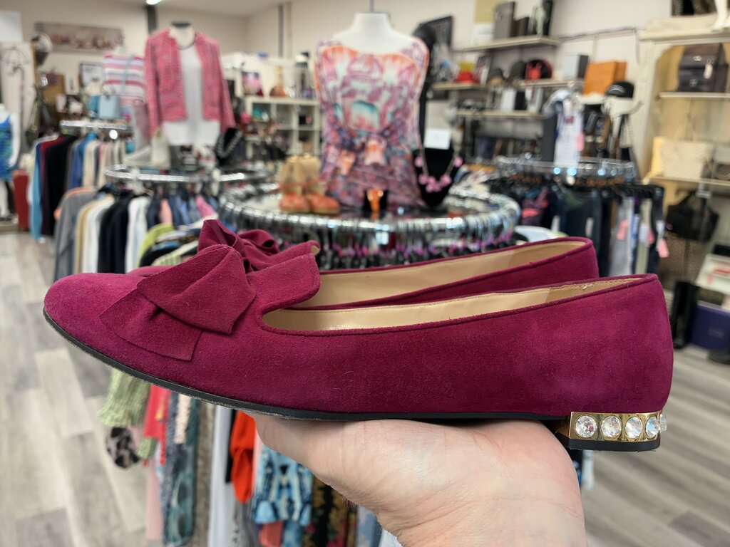 Miu Miu Suede Bow Toe Bling Heel Flats 38.5