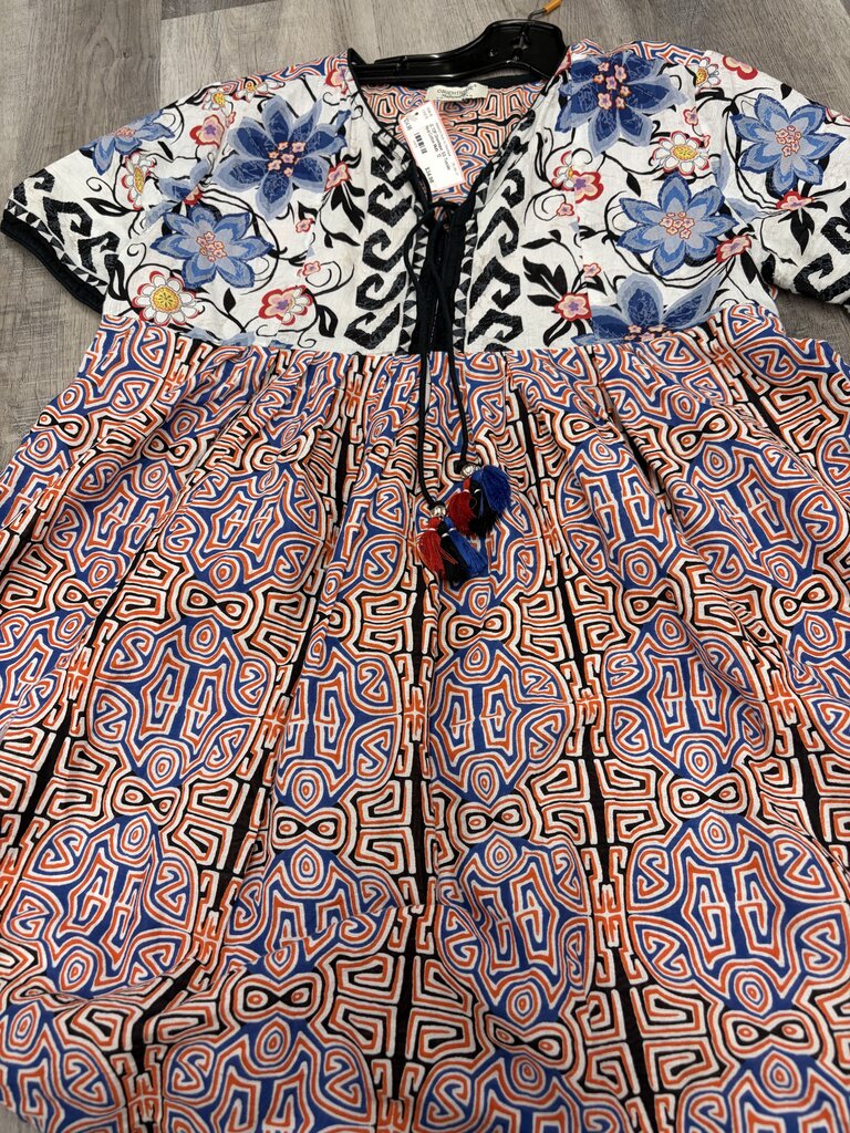Orientique Tassle Floral Cotton Top Size 12
