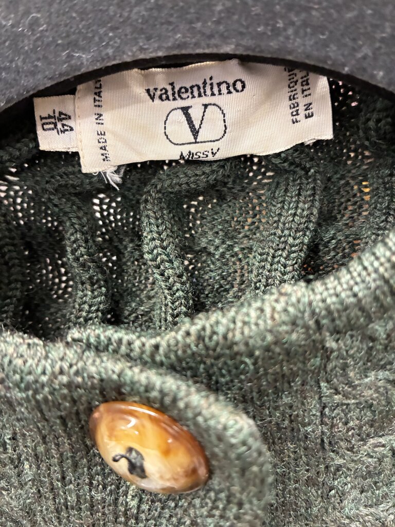 Valentino Long Wool Cableknit Cardigan 44/10