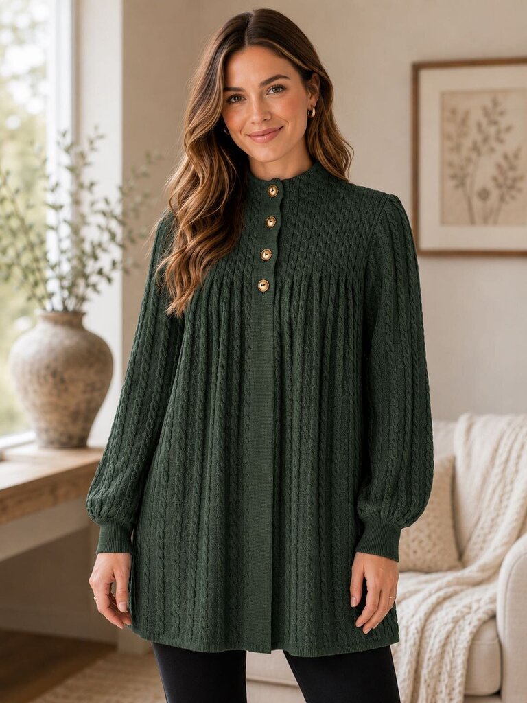 Valentino Long Wool Cableknit Cardigan 44/10