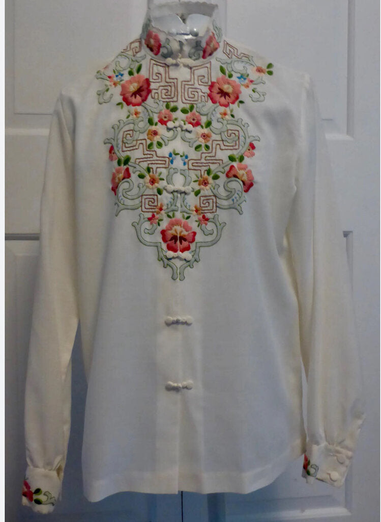 Vintage Lily embroidered Long Sleeve Blouse M